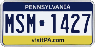 PA license plate MSM1427
