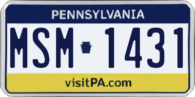 PA license plate MSM1431
