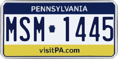 PA license plate MSM1445