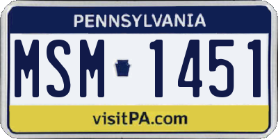 PA license plate MSM1451