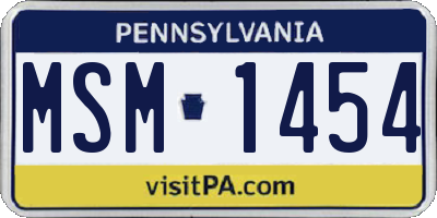 PA license plate MSM1454