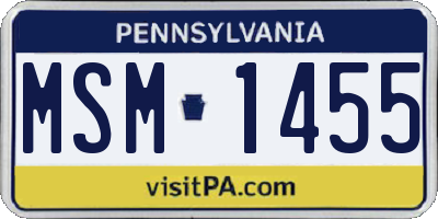 PA license plate MSM1455