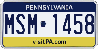 PA license plate MSM1458