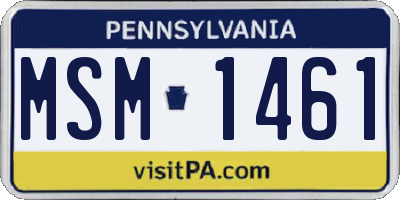 PA license plate MSM1461