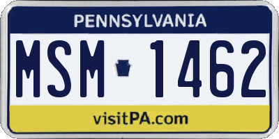 PA license plate MSM1462