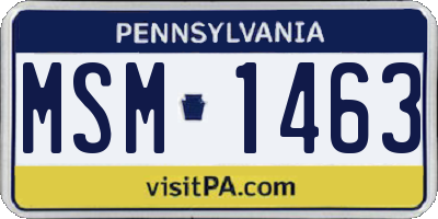 PA license plate MSM1463