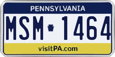 PA license plate MSM1464