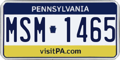 PA license plate MSM1465