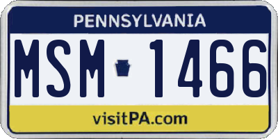 PA license plate MSM1466