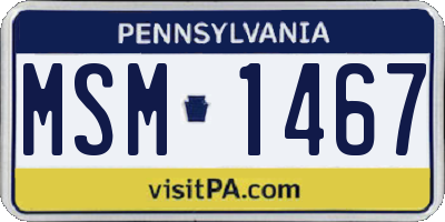 PA license plate MSM1467