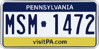 PA license plate MSM1472