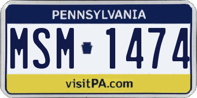 PA license plate MSM1474