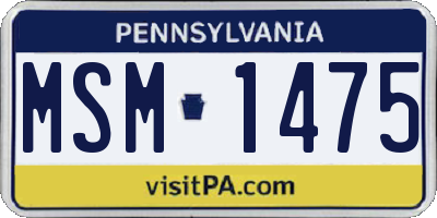 PA license plate MSM1475