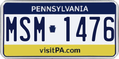 PA license plate MSM1476