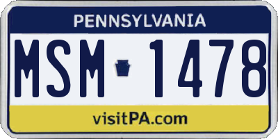 PA license plate MSM1478