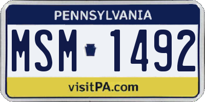 PA license plate MSM1492