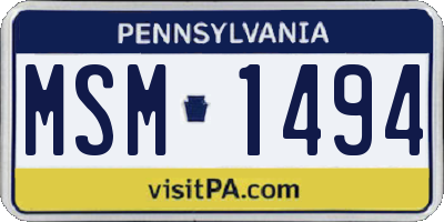 PA license plate MSM1494