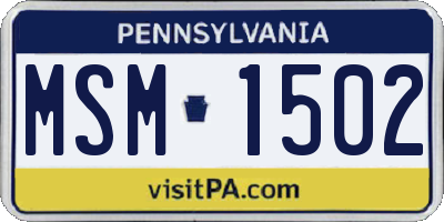 PA license plate MSM1502