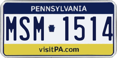 PA license plate MSM1514