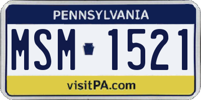 PA license plate MSM1521