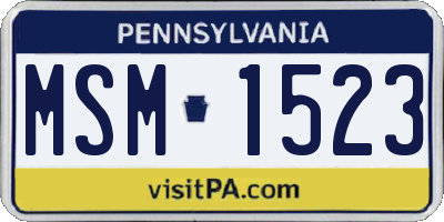 PA license plate MSM1523