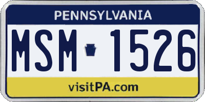 PA license plate MSM1526