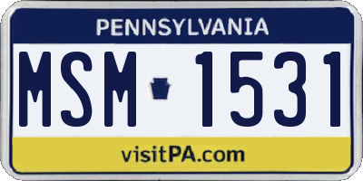 PA license plate MSM1531