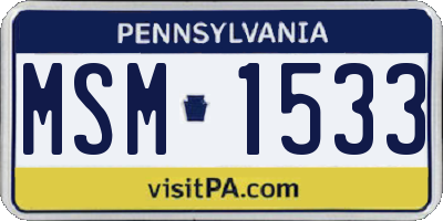 PA license plate MSM1533