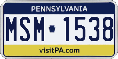 PA license plate MSM1538