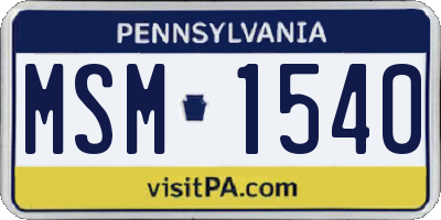 PA license plate MSM1540