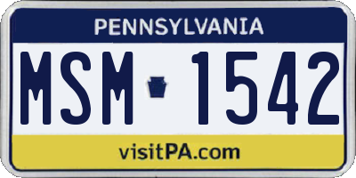 PA license plate MSM1542