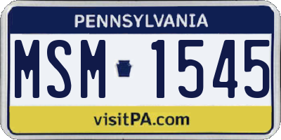 PA license plate MSM1545