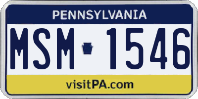 PA license plate MSM1546