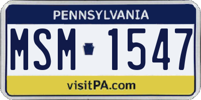 PA license plate MSM1547