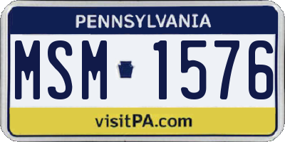 PA license plate MSM1576