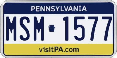 PA license plate MSM1577