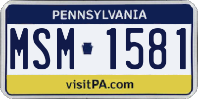 PA license plate MSM1581