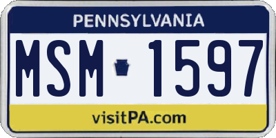 PA license plate MSM1597