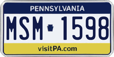 PA license plate MSM1598