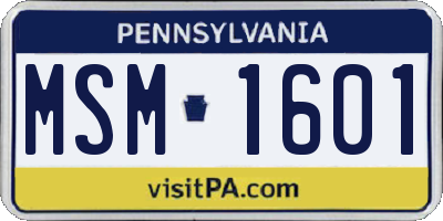 PA license plate MSM1601