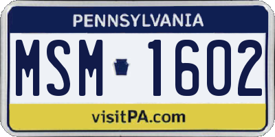 PA license plate MSM1602