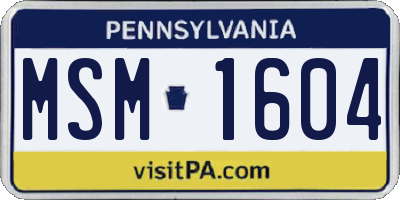 PA license plate MSM1604