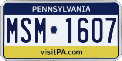 PA license plate MSM1607