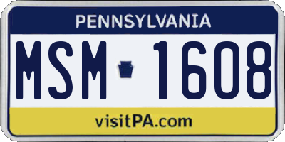 PA license plate MSM1608