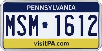 PA license plate MSM1612
