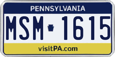 PA license plate MSM1615