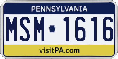 PA license plate MSM1616
