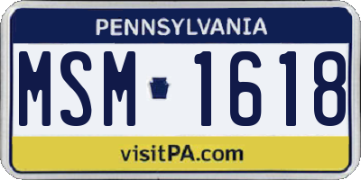 PA license plate MSM1618