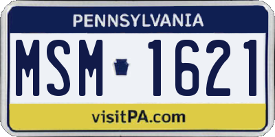 PA license plate MSM1621