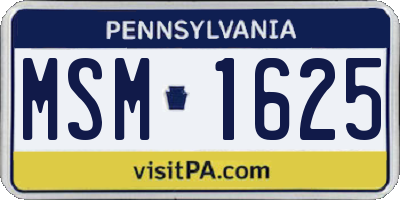 PA license plate MSM1625